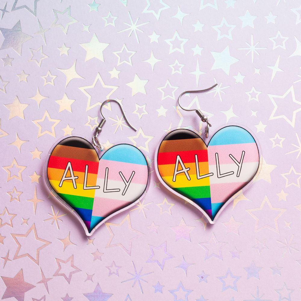 LGBTQ+ Ally acrylic earrings