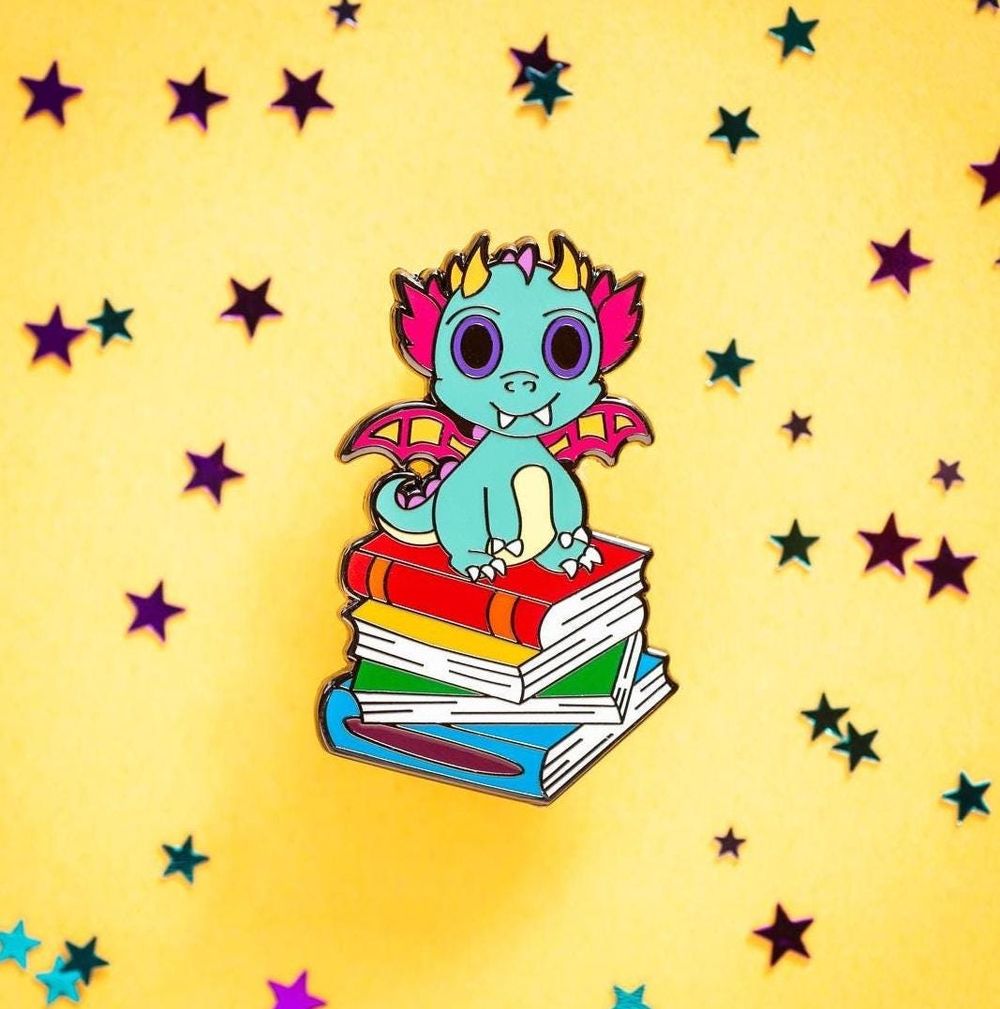 Book Dragon enamel pin