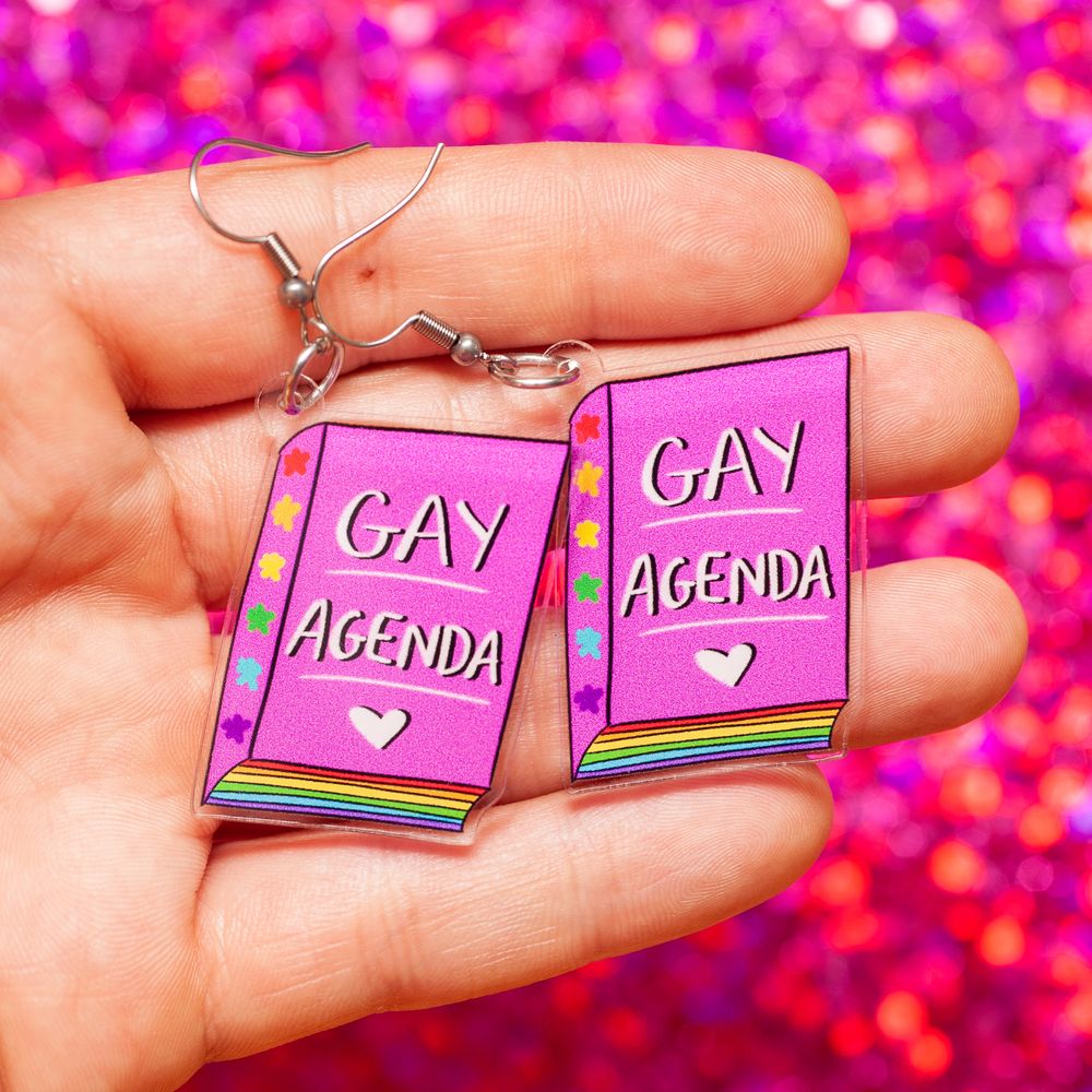 Gay Agenda LGBTQ+ acrylic earrings